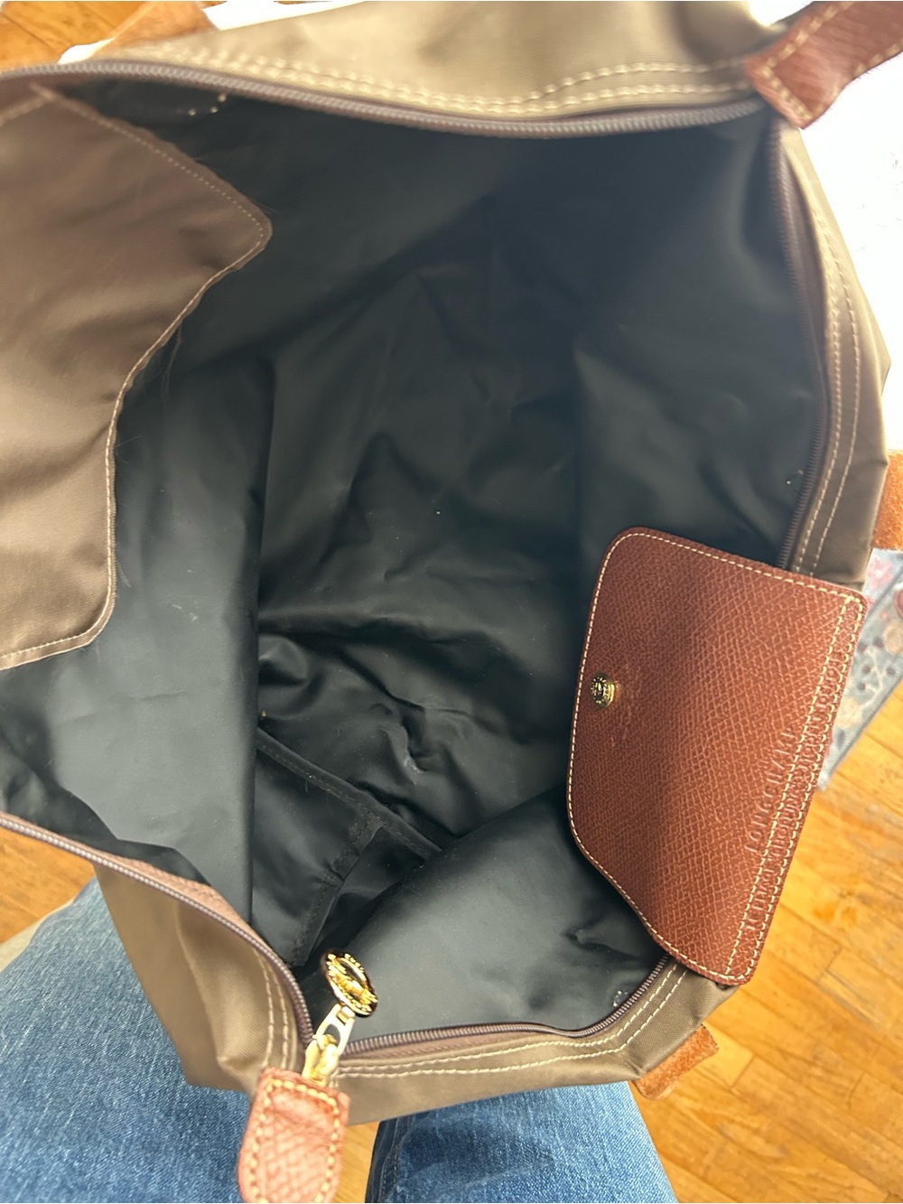 Longchamp Brown Flap Black Tote - Picture 5 of 5